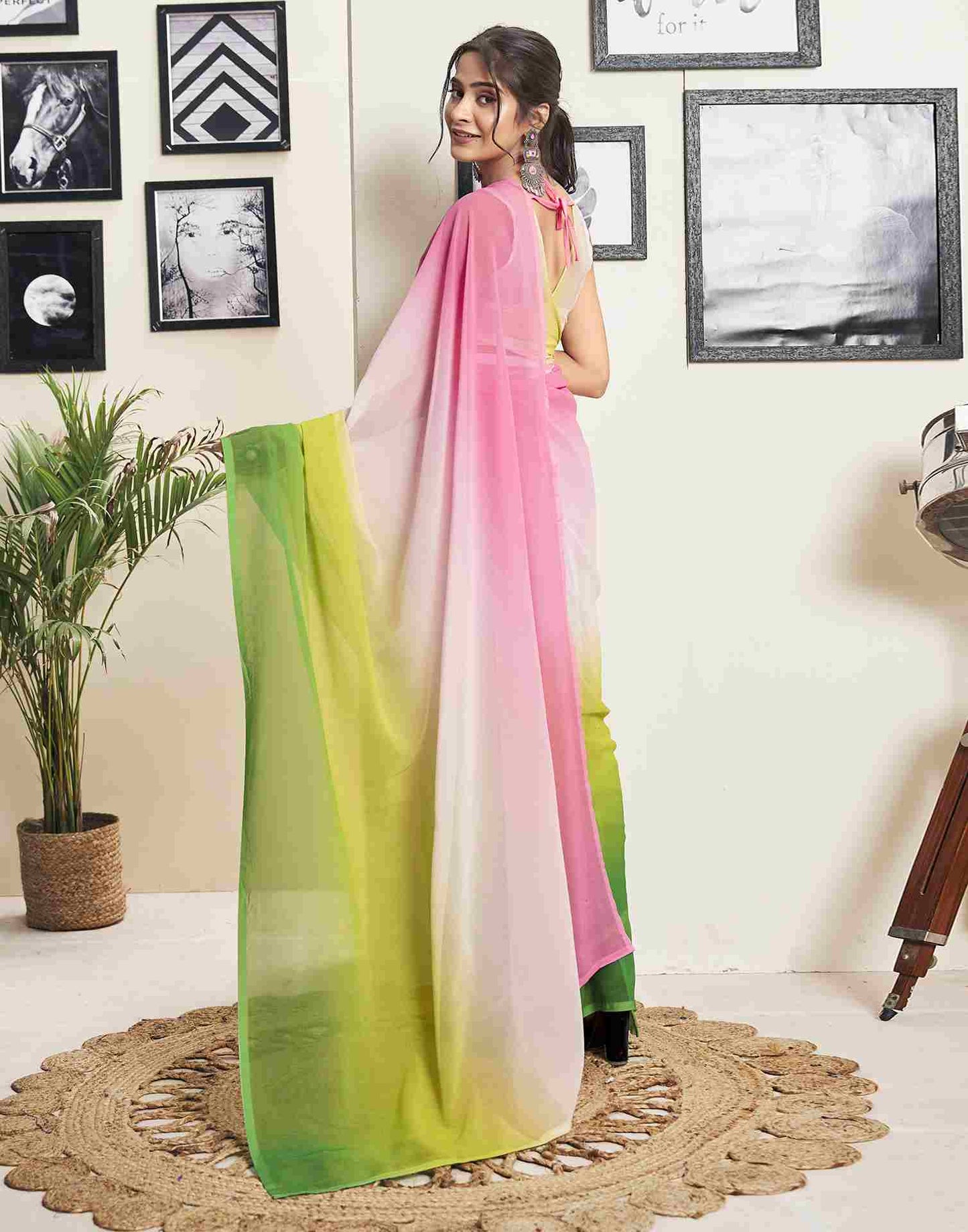 Aplenty Green Printed Saree
