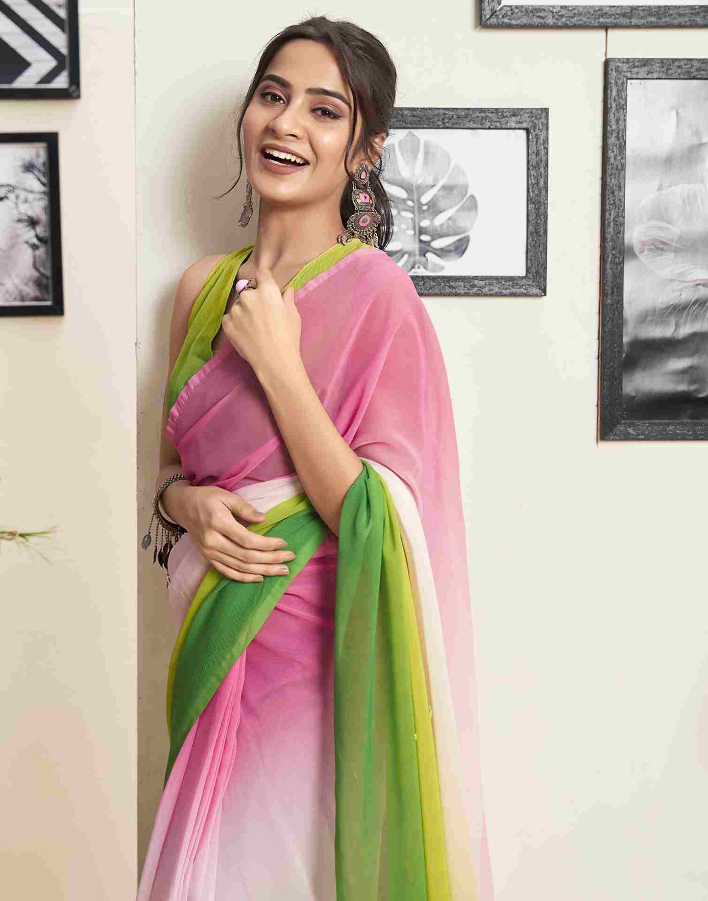 Aplenty Green Printed Saree