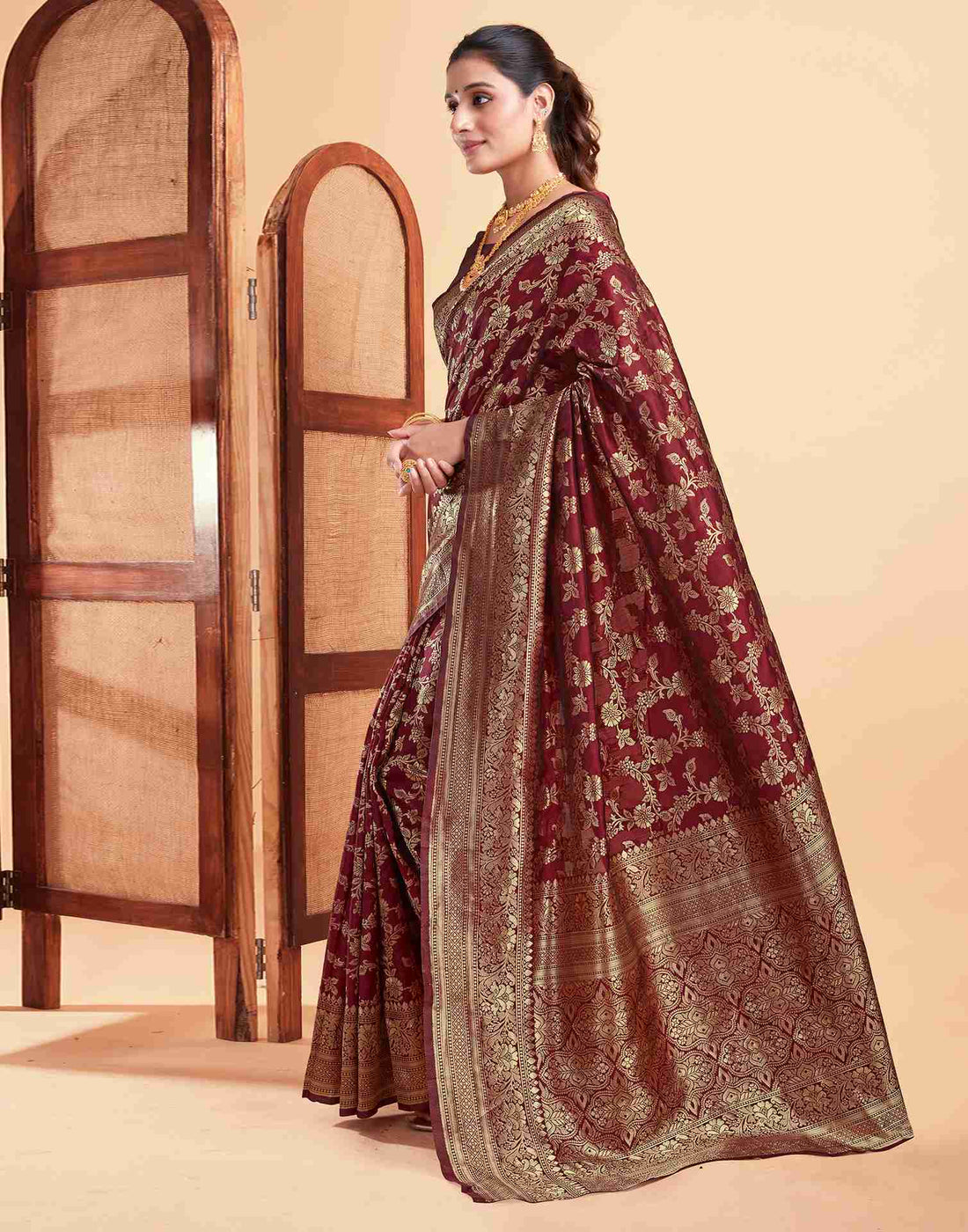 Orphan Maroon Banarasi Silk Saree