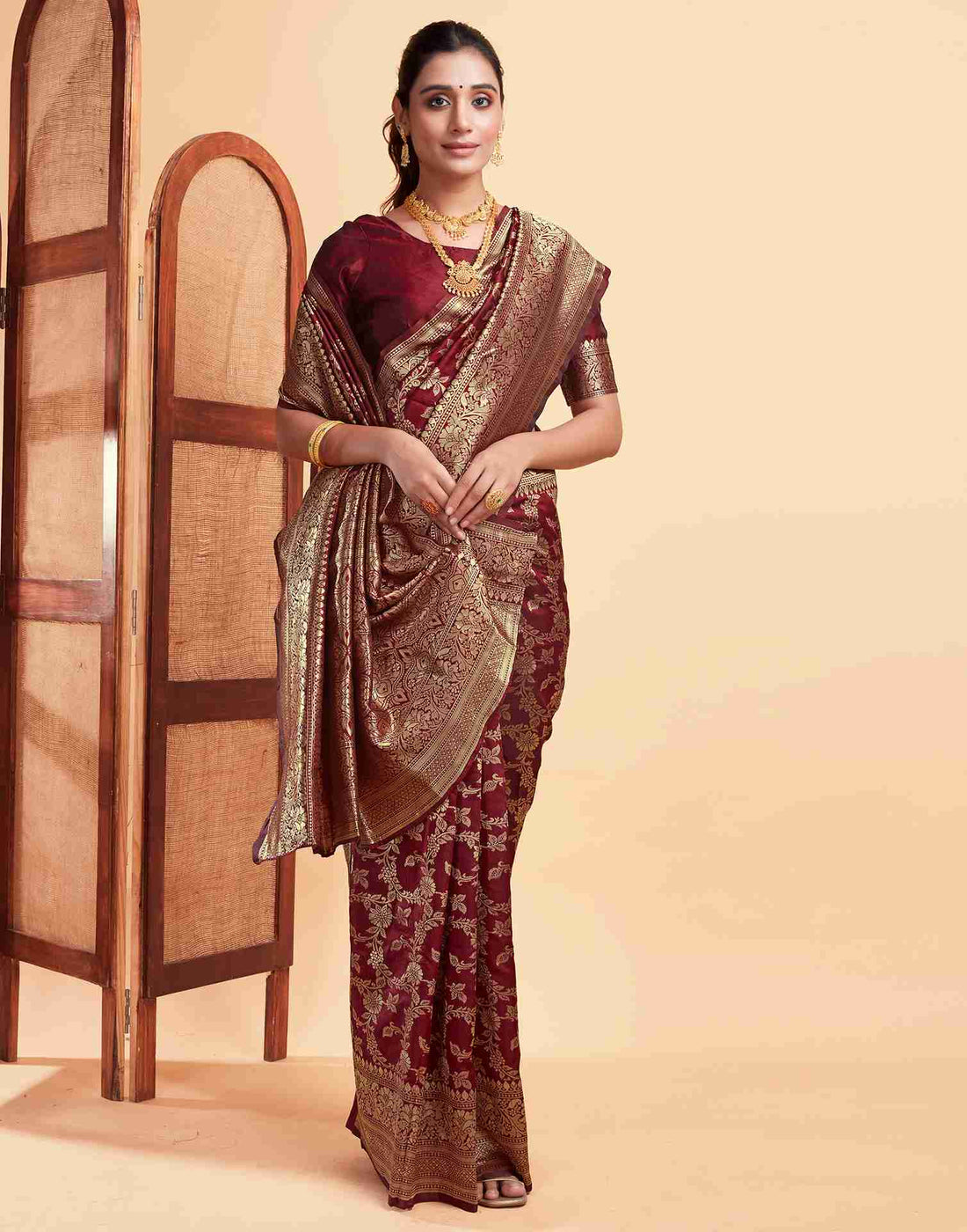 Orphan Maroon Banarasi Silk Saree