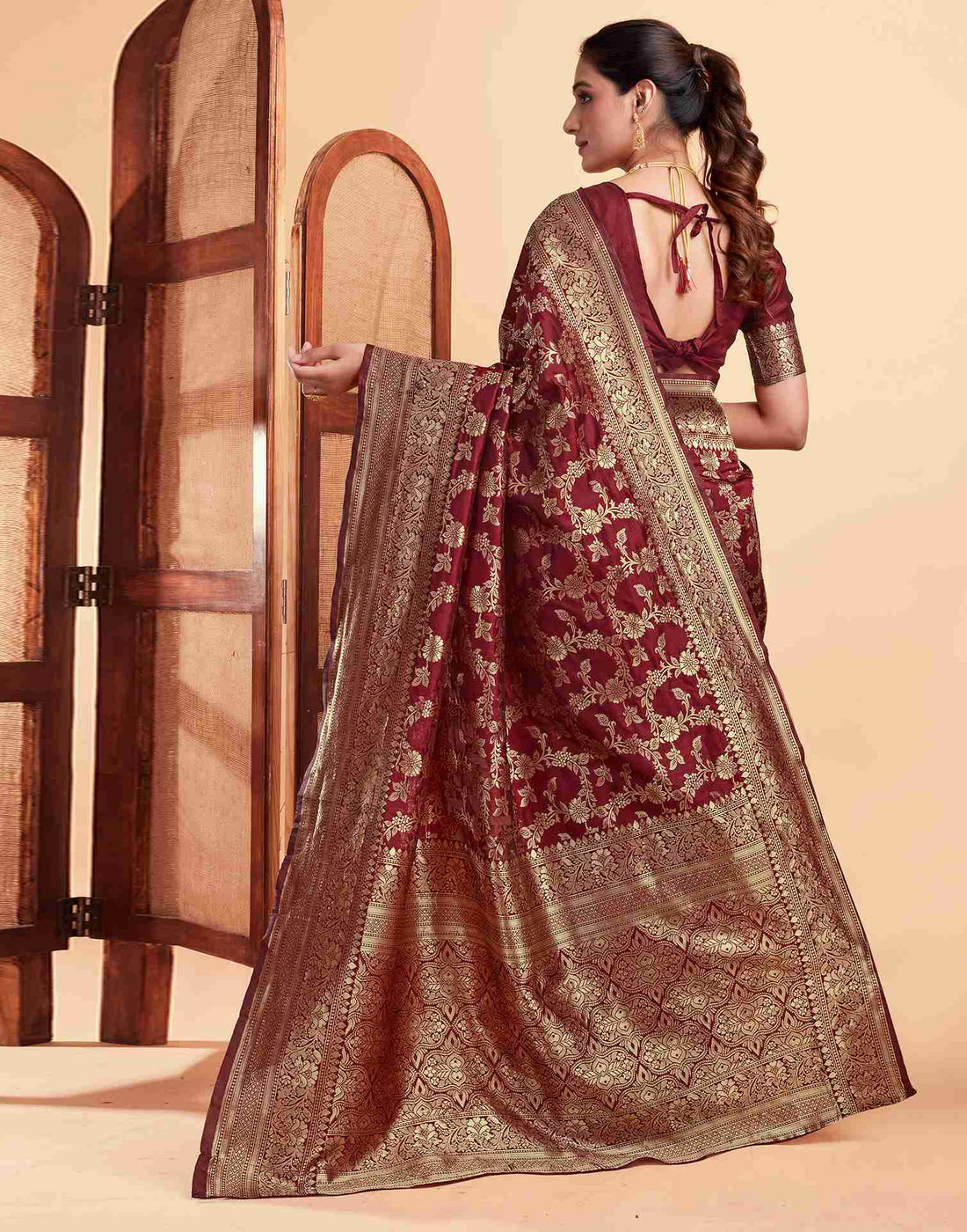 Orphan Maroon Banarasi Silk Saree