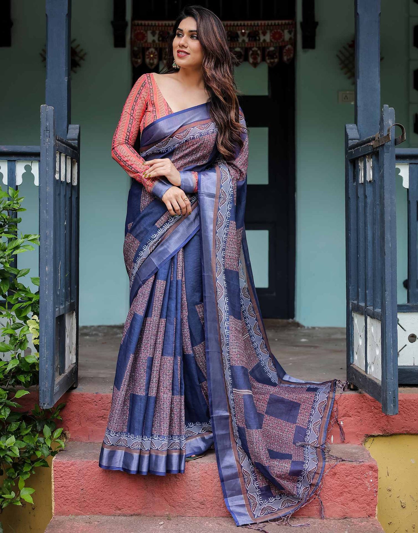 Elegiac Blue Printed Saree
