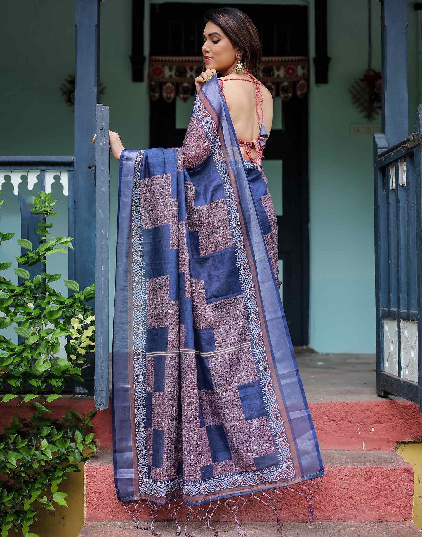 Elegiac Blue Printed Saree