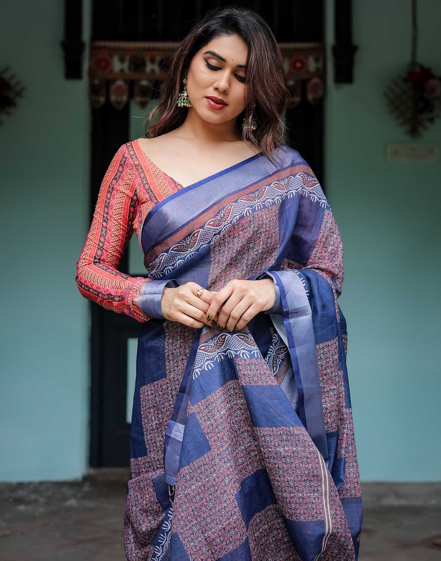 Elegiac Blue Printed Saree