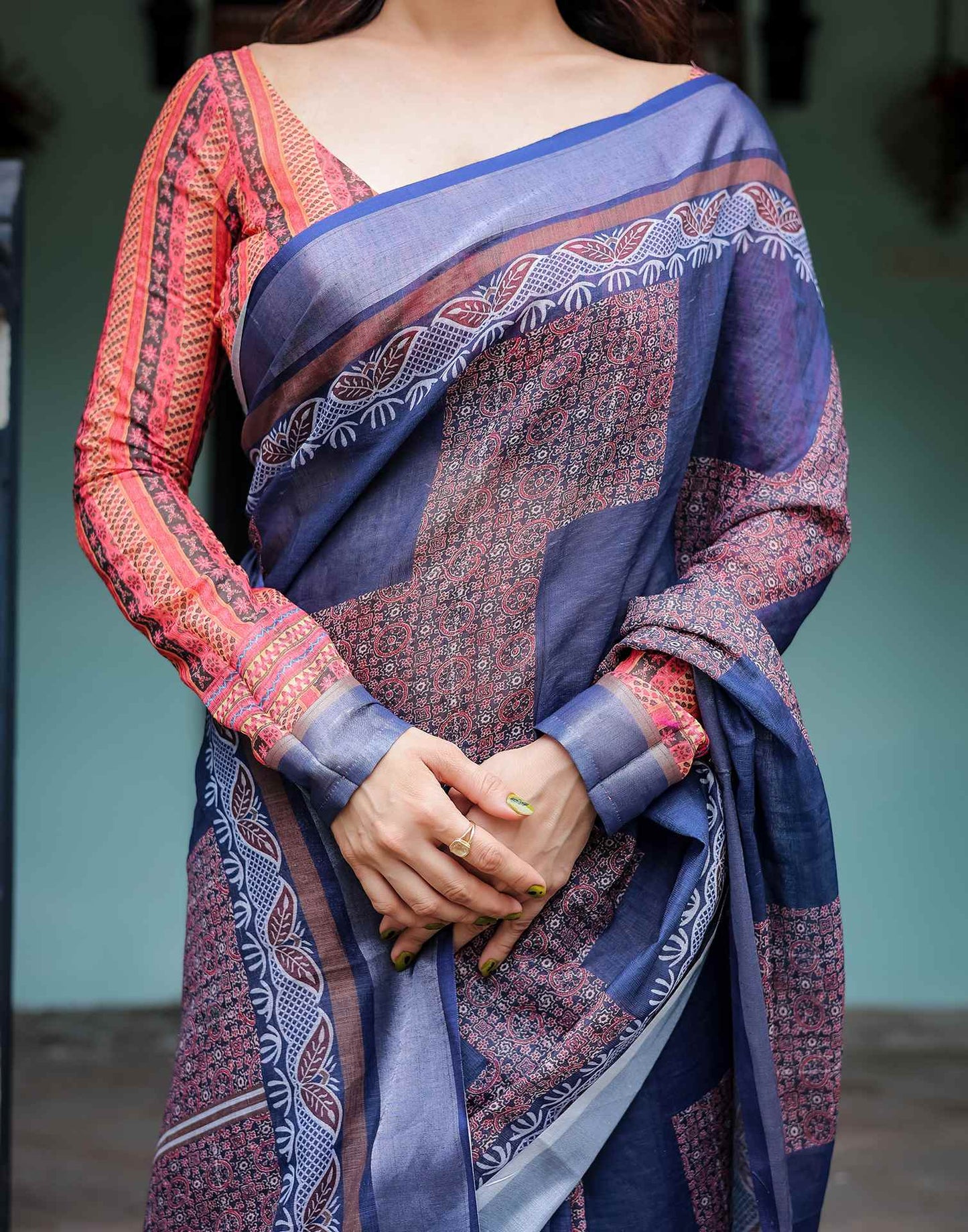 Elegiac Blue Printed Saree
