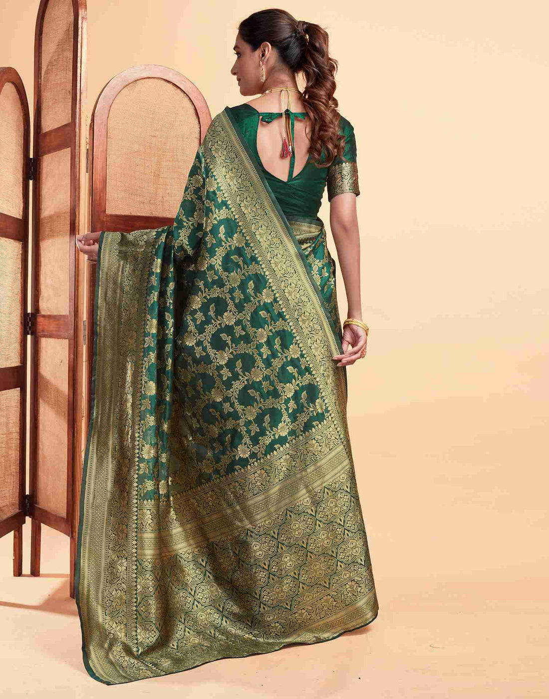 Voluminous Green Banarasi Silk Saree