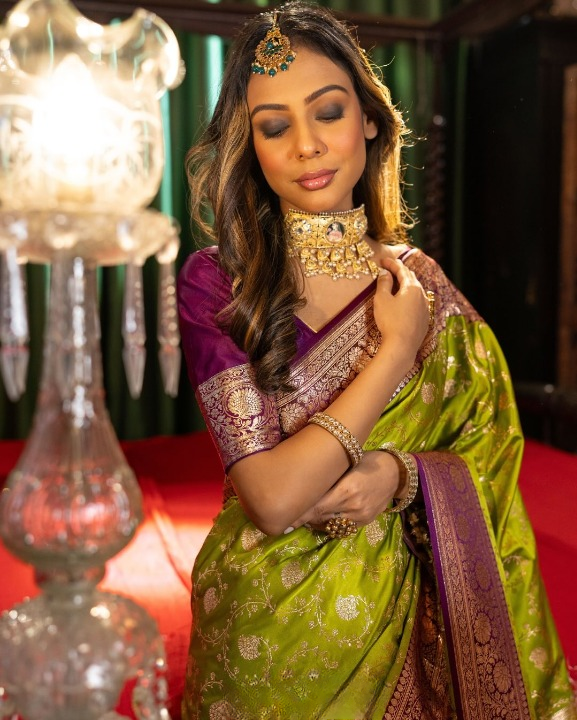 Beryl Green Woven Banarasi Saree
