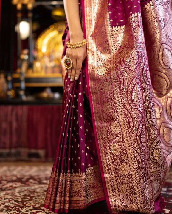Ostentatious Purple Woven Banarasi Saree