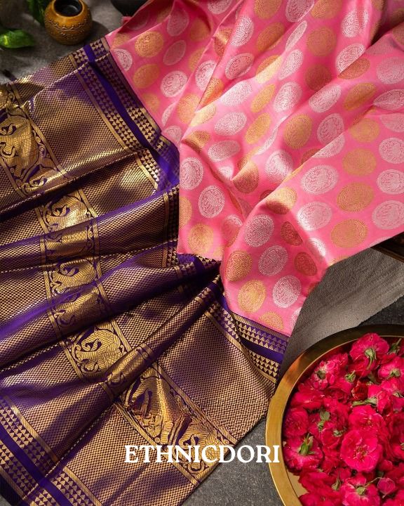 Flaming Pink Woven Banarasi Saree