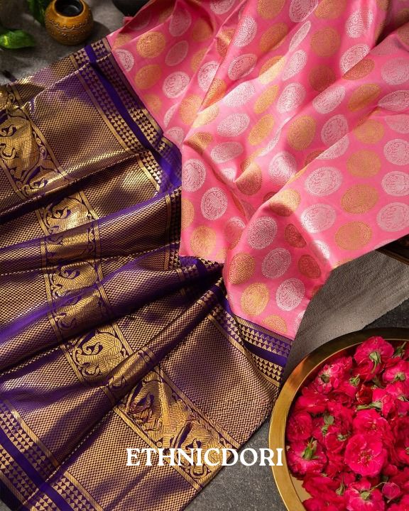 Flaming Pink Woven Banarasi Saree
