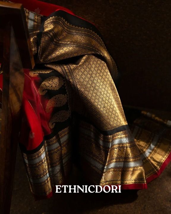 Cardinal Red Woven Banarasi Saree