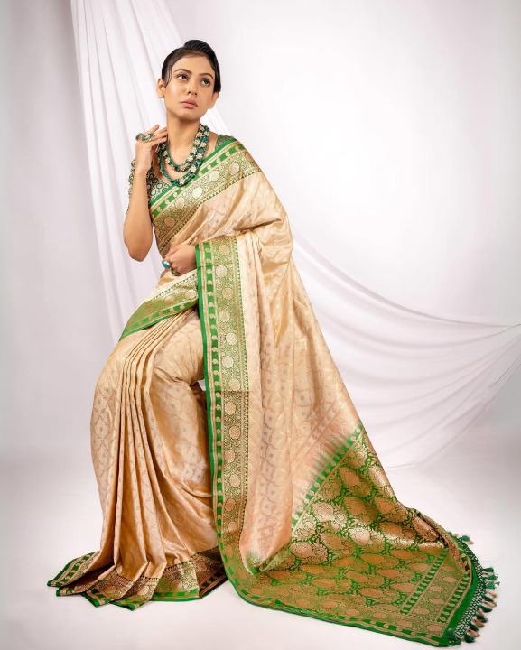 Chartreuse Green Woven Banarasi Saree