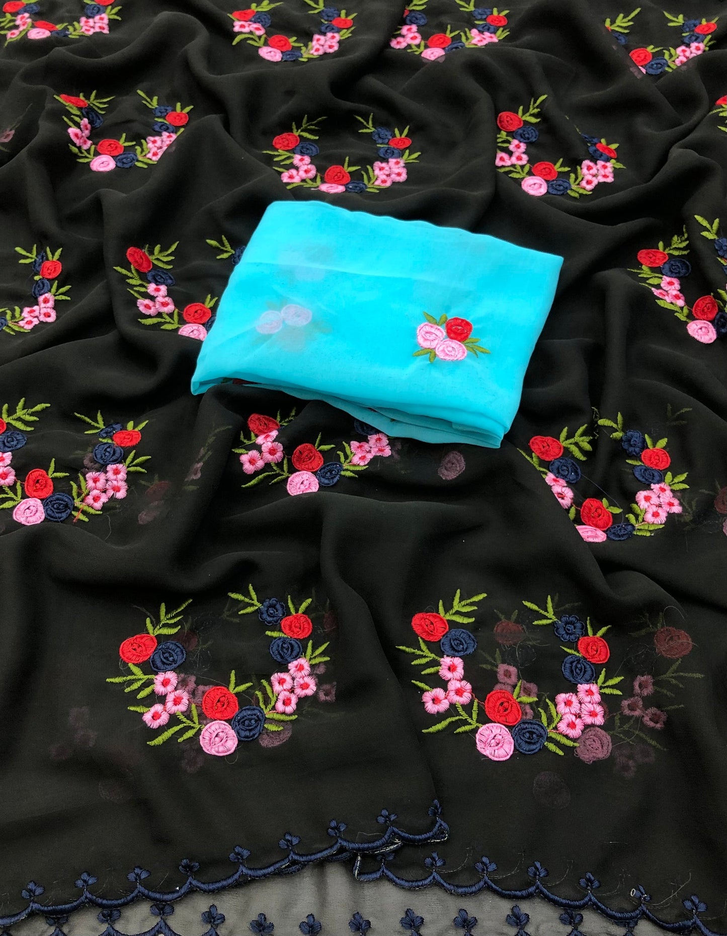 Graceful Georgette Embroidered Elegance