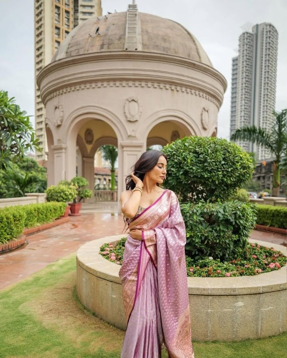 Vermilion Pink Woven Banarasi Saree