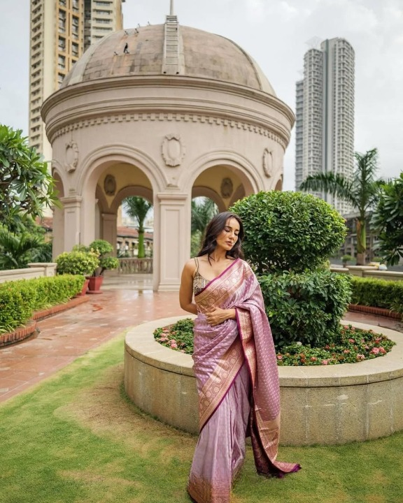 Vermilion Pink Woven Banarasi Saree