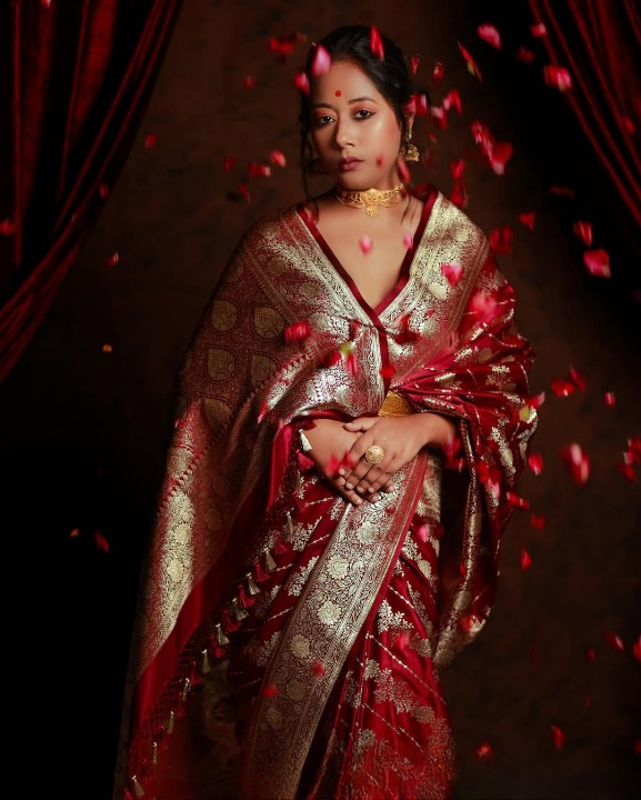 Betray Maroon Woven Banarasi Saree