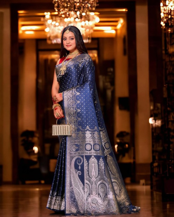 Royal Blue Woven Banarasi Saree