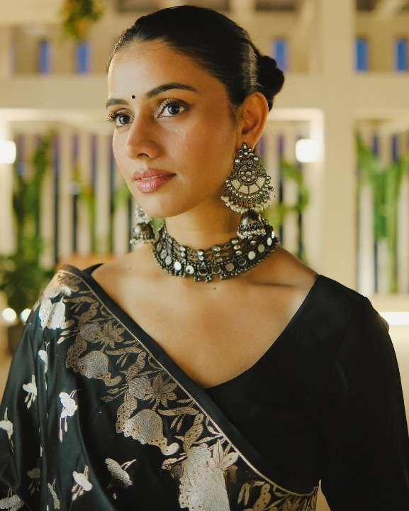 Bituminous Black Woven Banarasi Saree