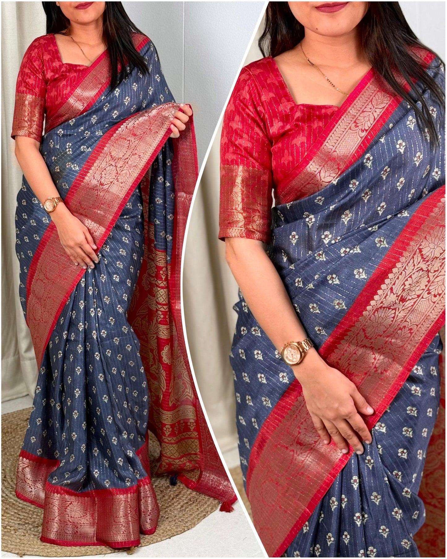 Aquamarine Blue Banarasi Silk Saree