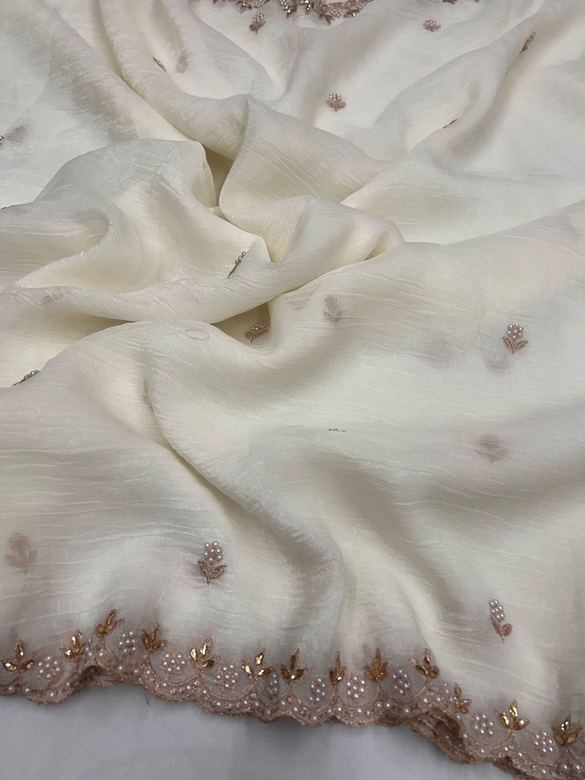 Satin Chiffon Embroidery Saree