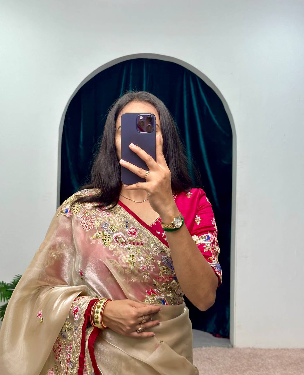 Cotton Thread and Embroidery Work Saree