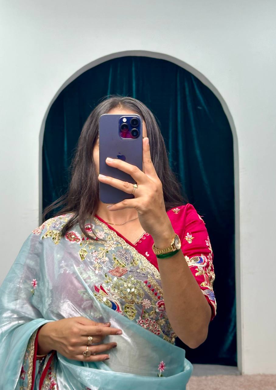 Cotton Thread and Embroidery Work Saree