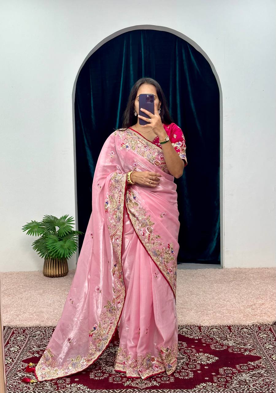 Cotton Thread and Embroidery Work Saree