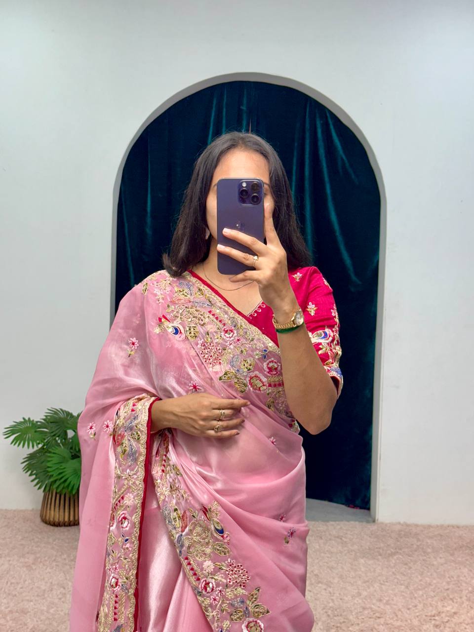 Cotton Thread and Embroidery Work Saree