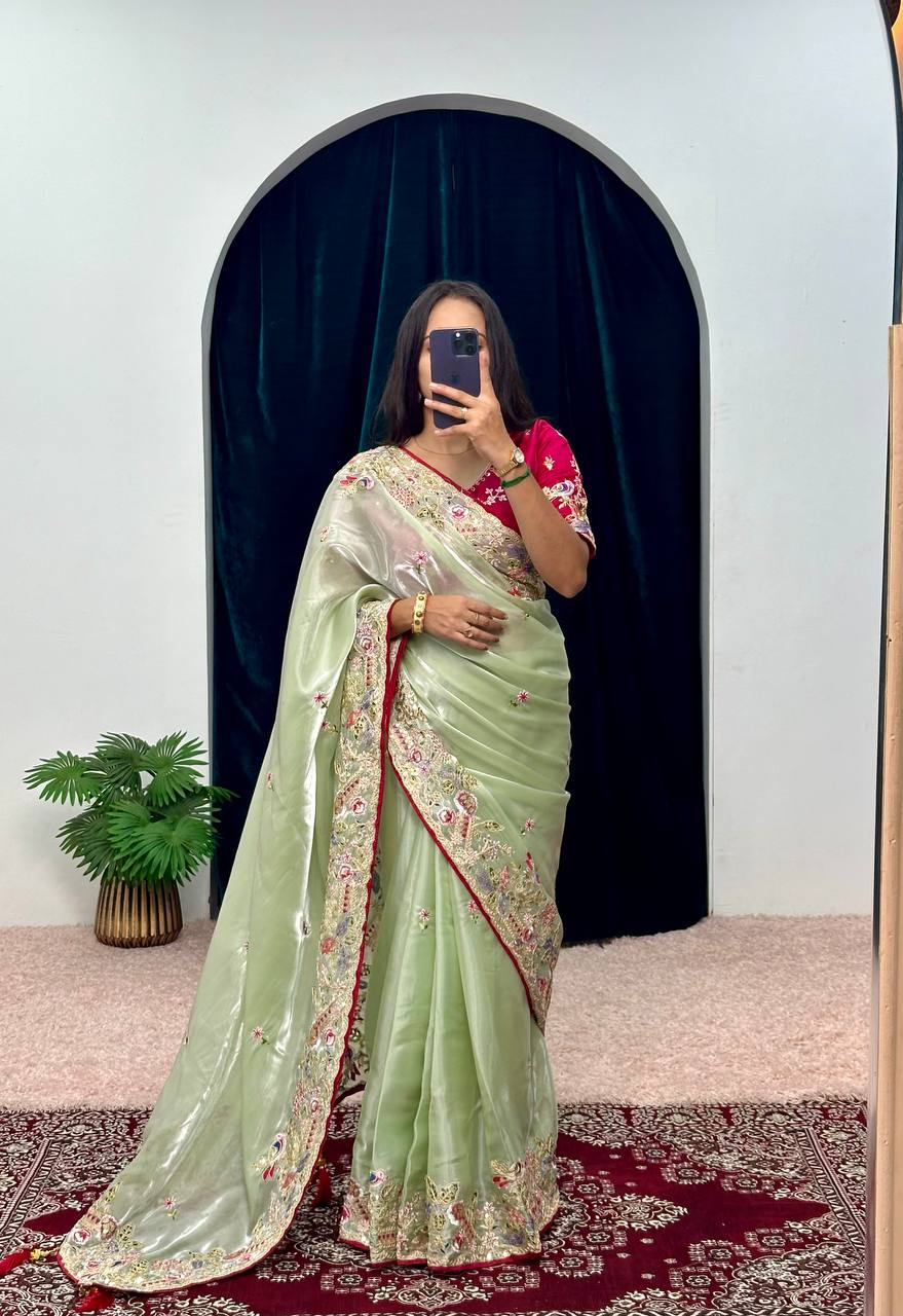 Cotton Thread and Embroidery Work Saree