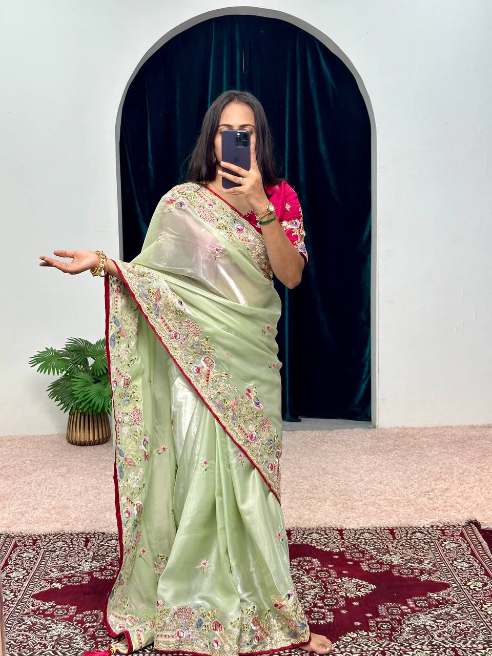 Cotton Thread and Embroidery Work Saree
