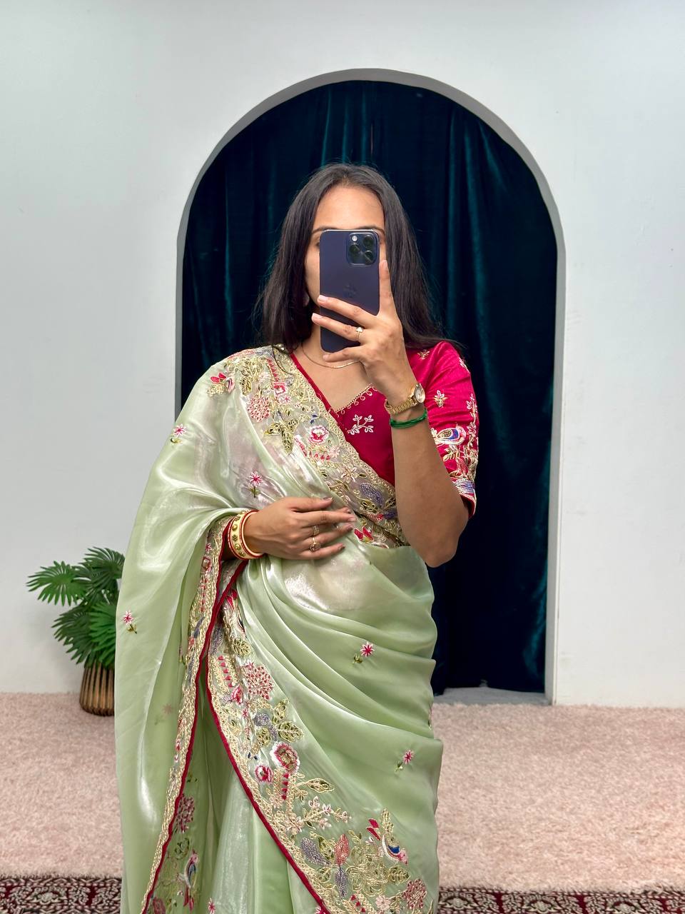 Cotton Thread and Embroidery Work Saree