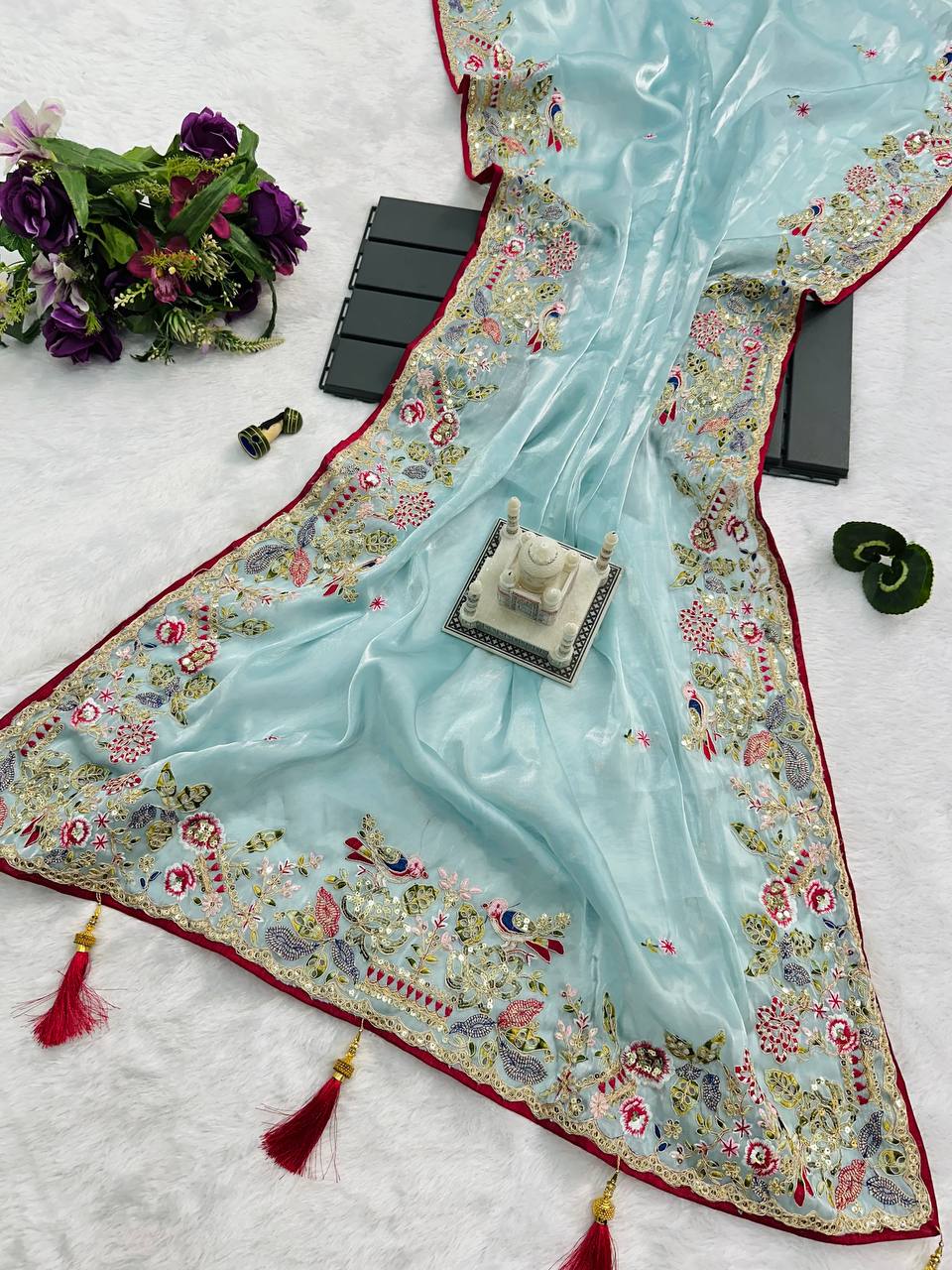 Cotton Thread and Embroidery Work Saree