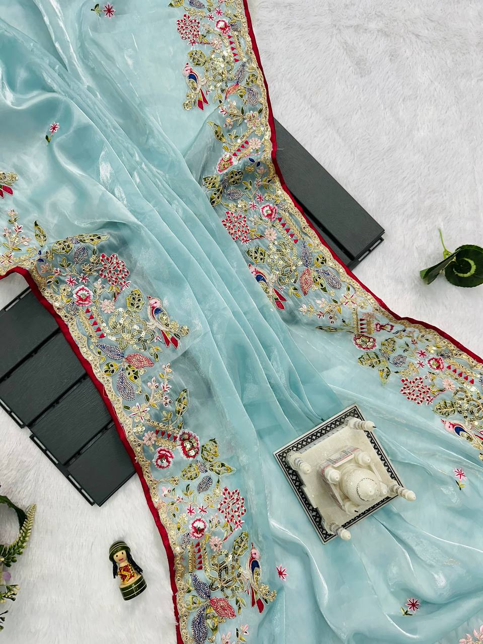 Cotton Thread and Embroidery Work Saree
