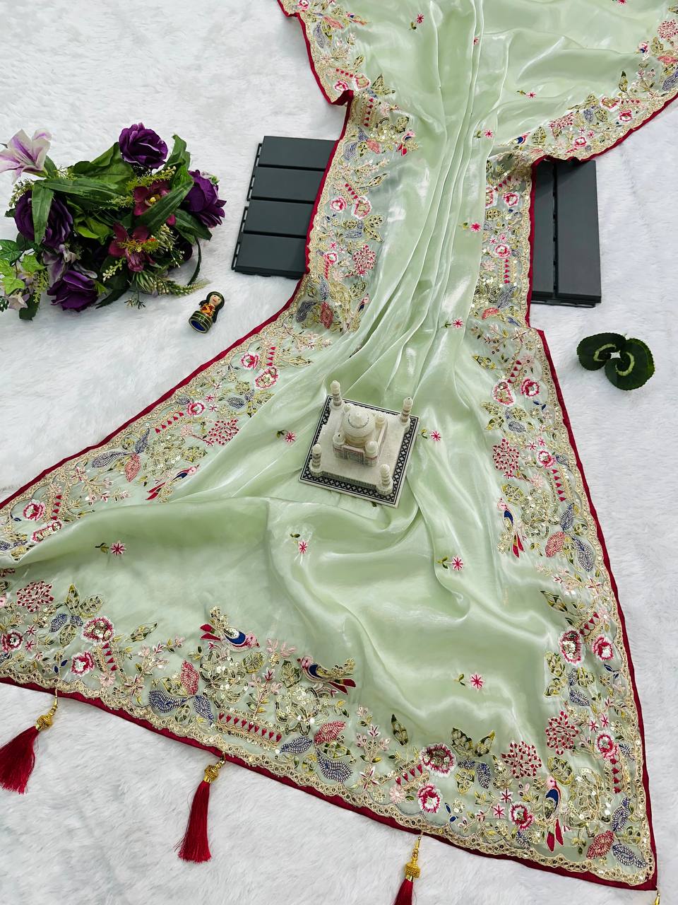 Cotton Thread and Embroidery Work Saree