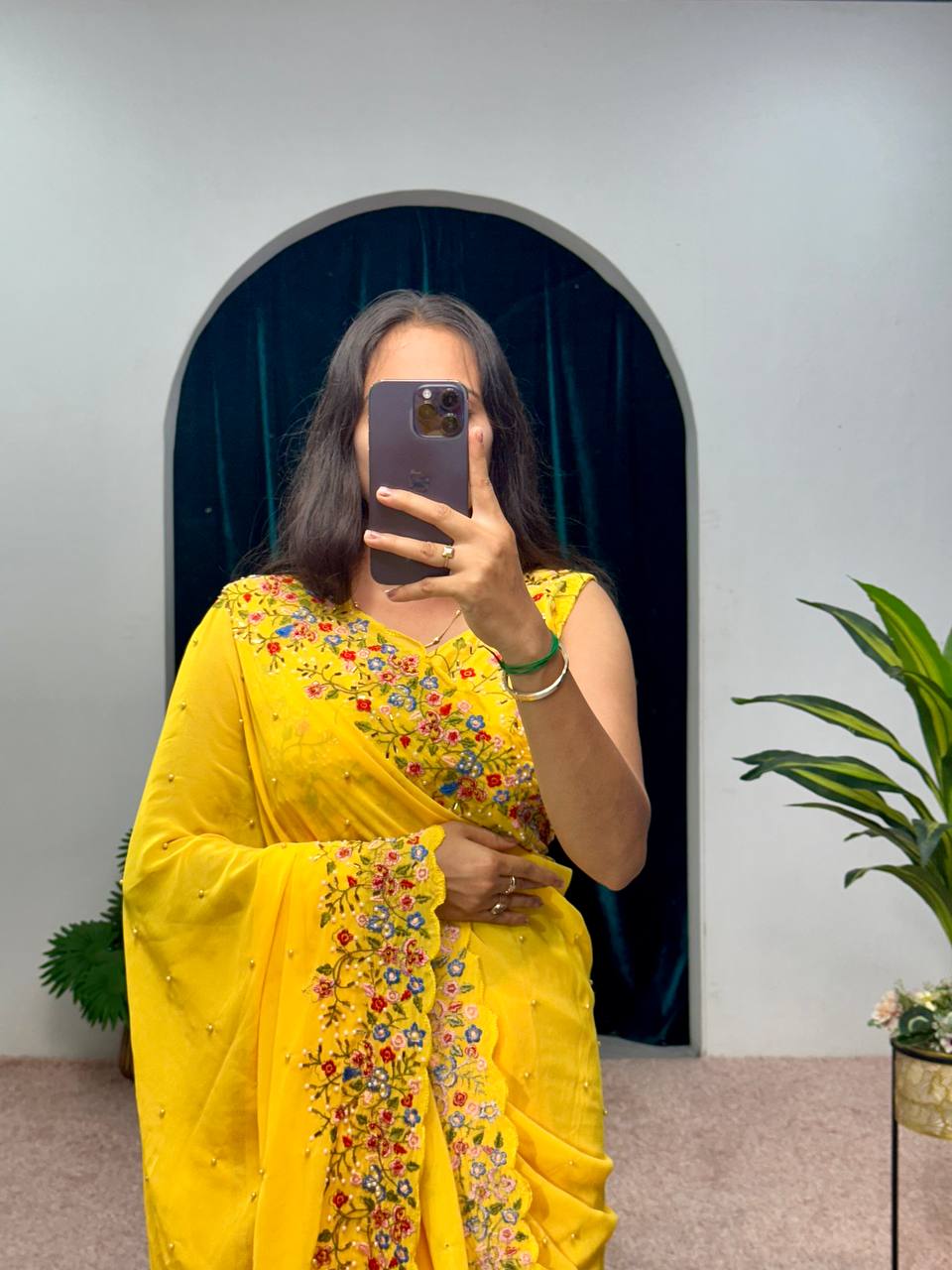 Catsup Mustard Embroidery Saree