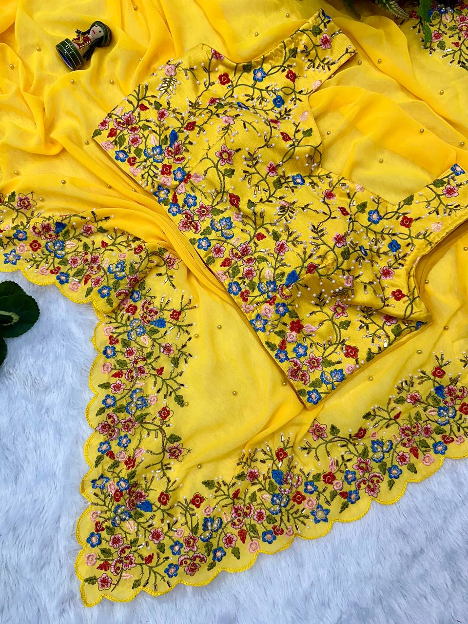 Catsup Mustard Embroidery Saree
