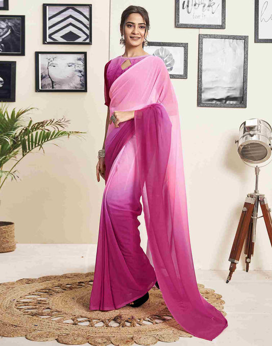 Vermilion Pink Printed Saree