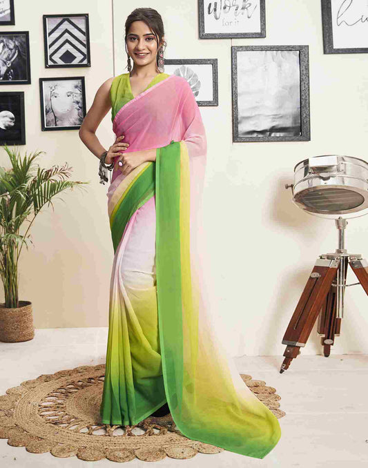 Aplenty Green Printed Saree