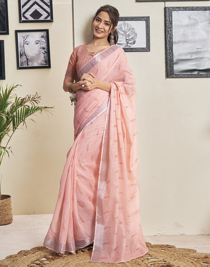 Crescendo Pink Printed Saree