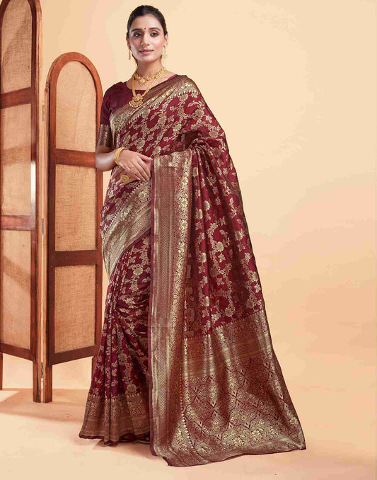 Orphan Maroon Banarasi Silk Saree