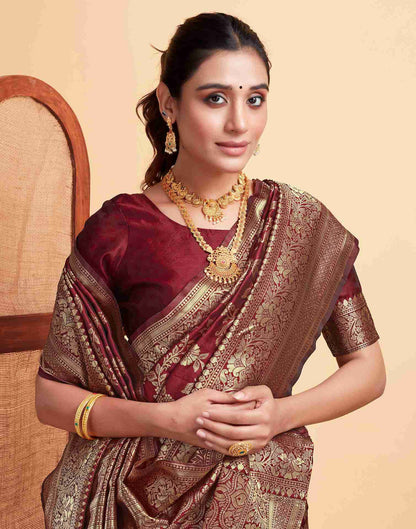 Orphan Maroon Banarasi Silk Saree