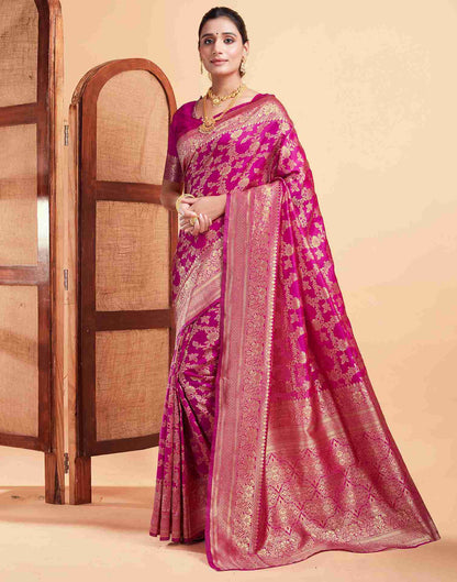 Crimson Pink Banarasi Silk Saree