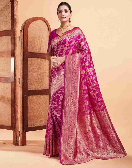 Crimson Pink Banarasi Silk Saree
