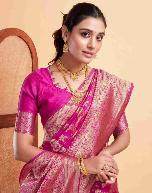 Crimson Pink Banarasi Silk Saree