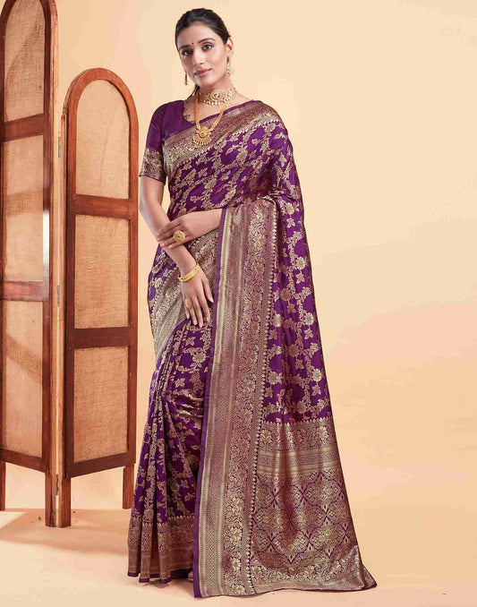 Eloquent Purple Banarasi Silk Saree