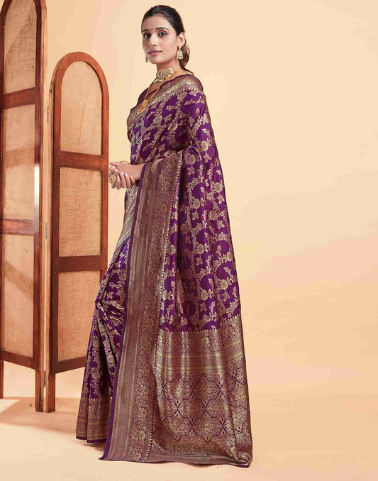 Eloquent Purple Banarasi Silk Saree
