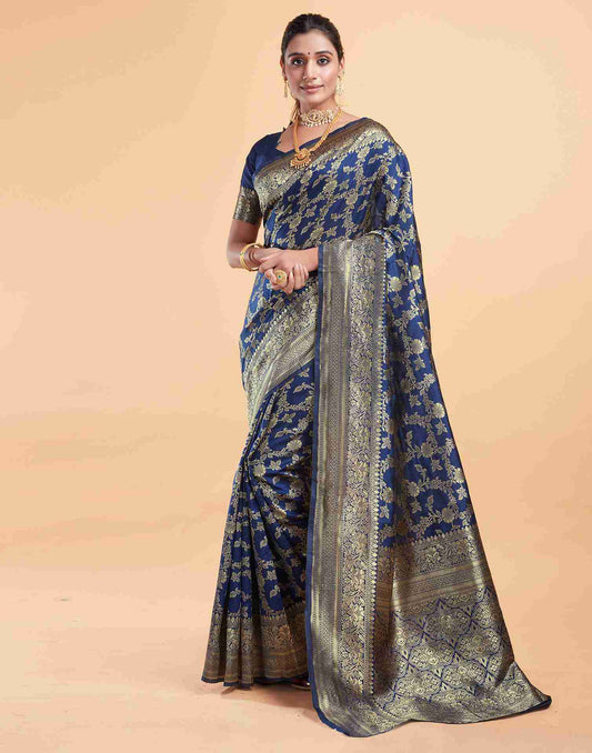 Azureous Blue Banarasi Silk Saree