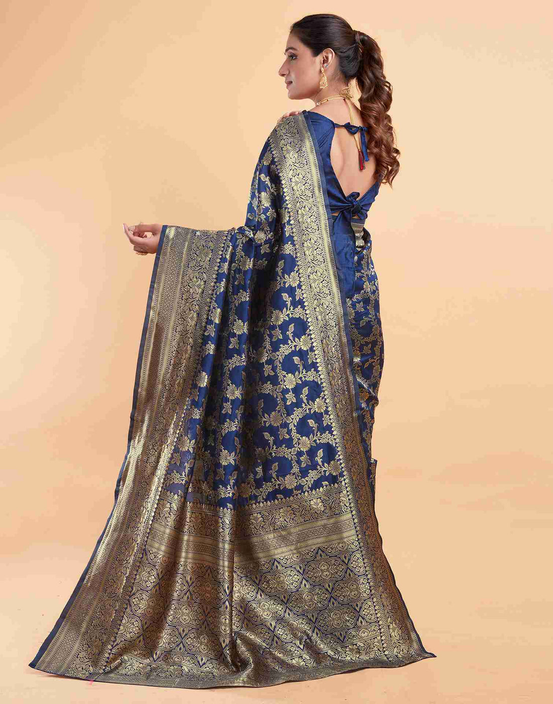 Azureous Blue Banarasi Silk Saree