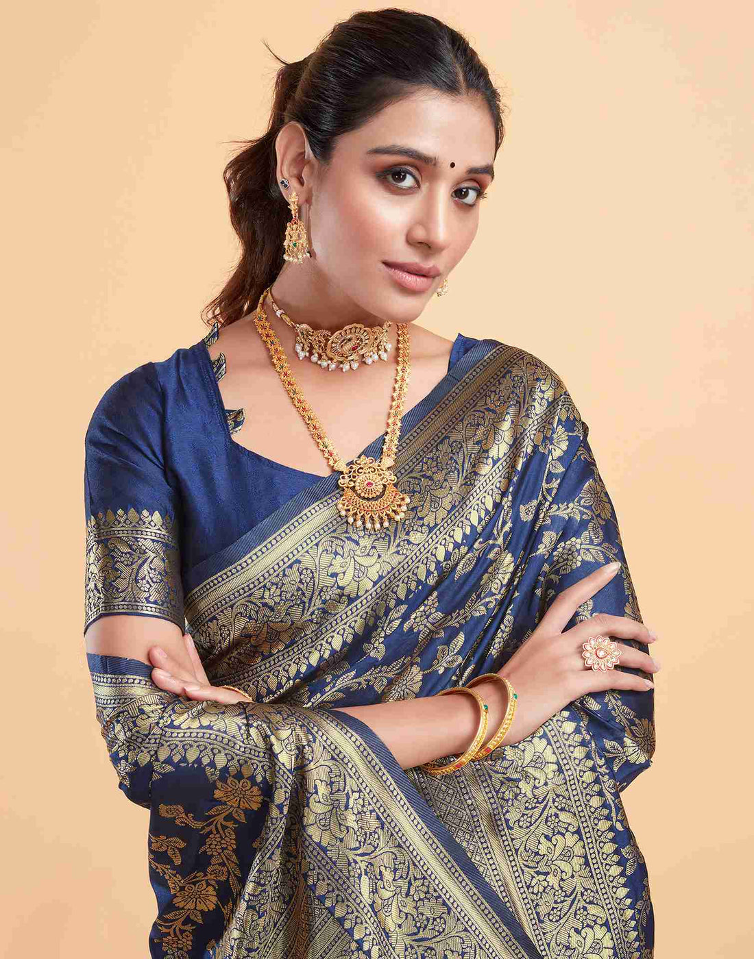 Azureous Blue Banarasi Silk Saree
