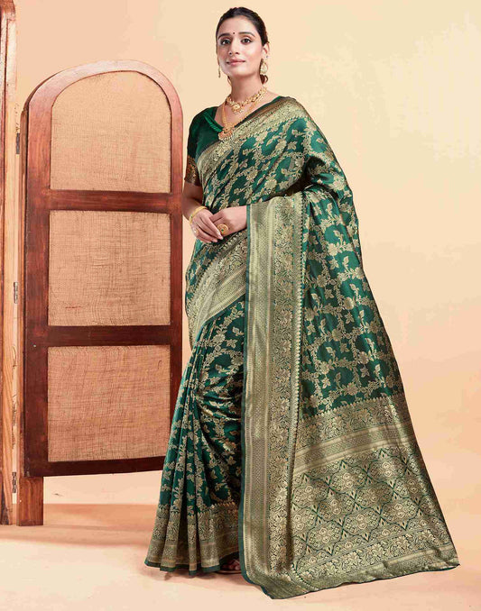 Voluminous Green Banarasi Silk Saree
